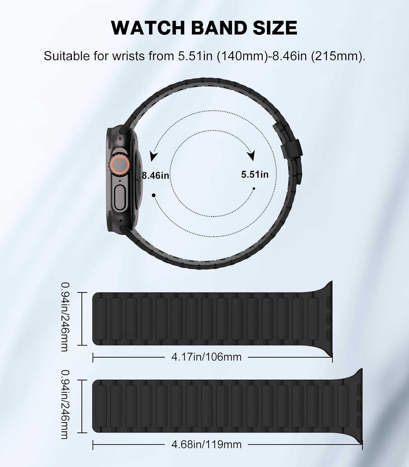 Elevate Your Style with the Magnetic Silicone Watch Band for Apple Watch - Compatible with Ultra/Series 1-9 in Sleek Black