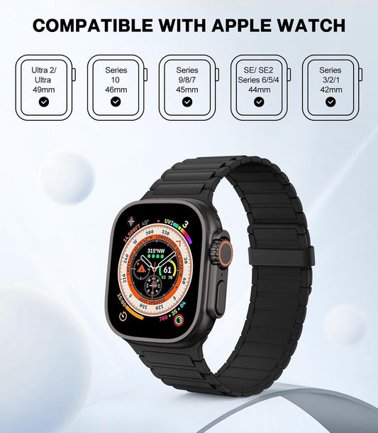 Elevate Your Style with the Magnetic Silicone Watch Band for Apple Watch - Compatible with Ultra/Series 1-9 in Sleek Black