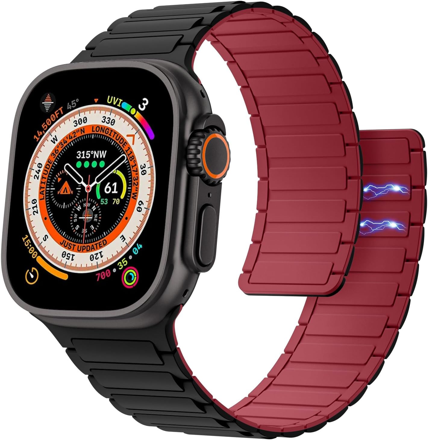 Elevate Your Style with the Magnetic Silicone Watch Band for Apple Watch - Compatible with Ultra/Series 1-9 in Sleek Black