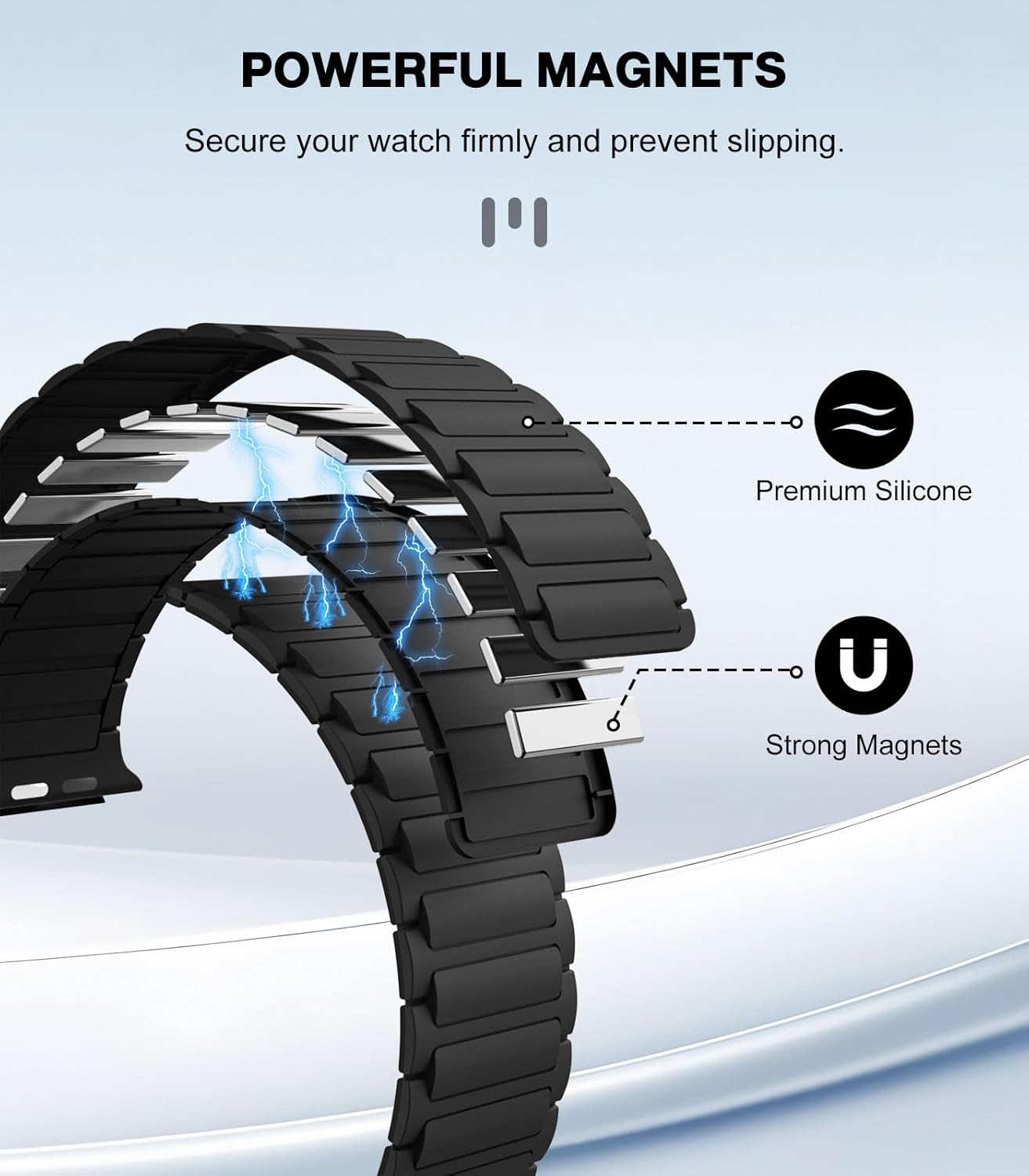 Elevate Your Style with the Magnetic Silicone Watch Band for Apple Watch - Compatible with Ultra/Series 1-9 in Sleek Black