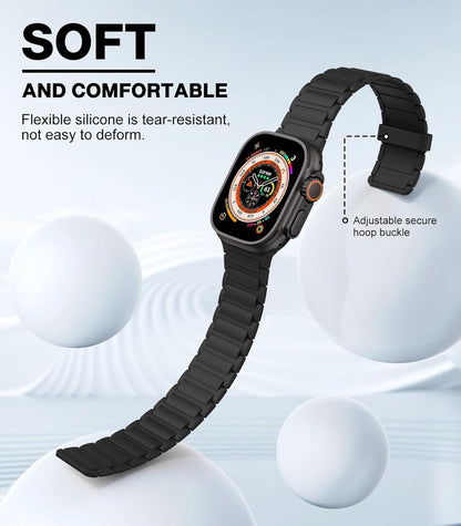 Elevate Your Style with the Magnetic Silicone Watch Band for Apple Watch - Compatible with Ultra/Series 1-9 in Sleek Black