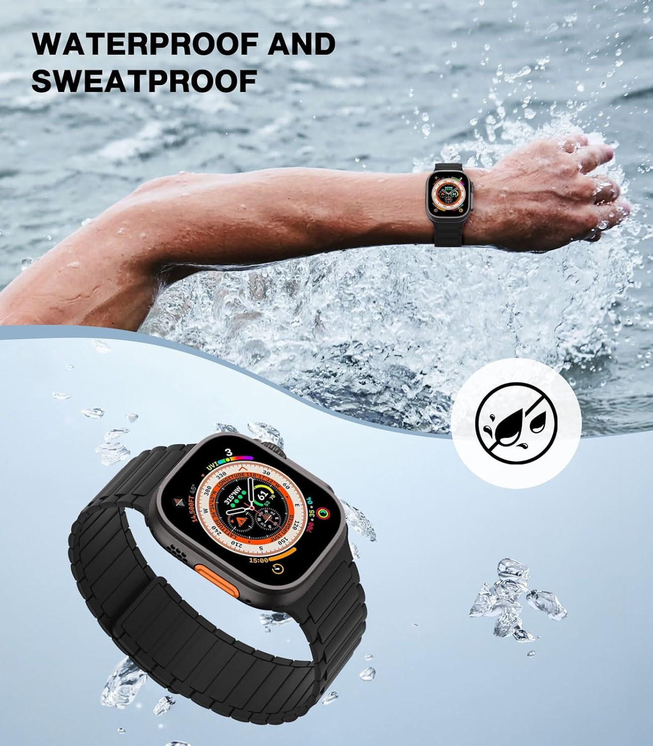 Elevate Your Style with the Magnetic Silicone Watch Band for Apple Watch - Compatible with Ultra/Series 1-9 in Sleek Black